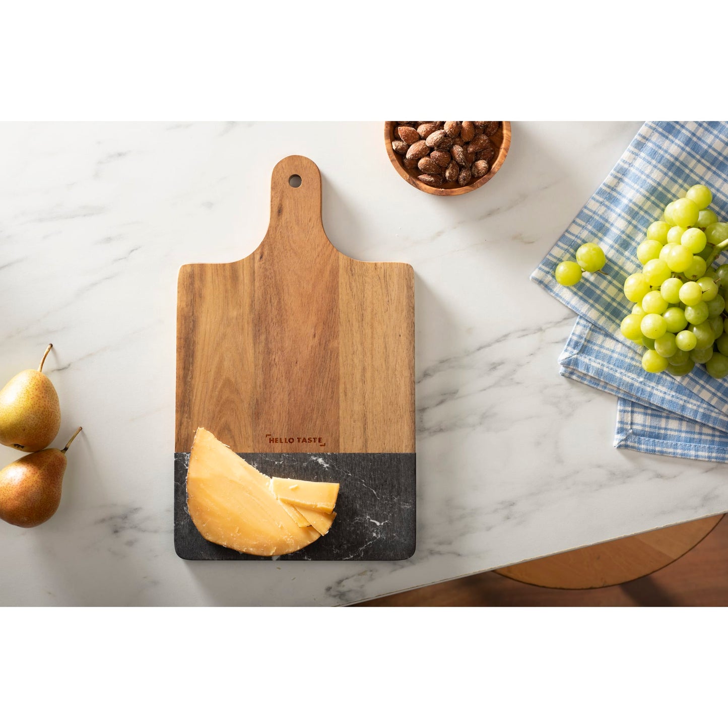 Black Marble and Wood Cutting Board