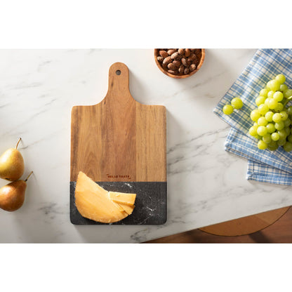 LEDGERWAY Black Marble and Wood Cutting Board