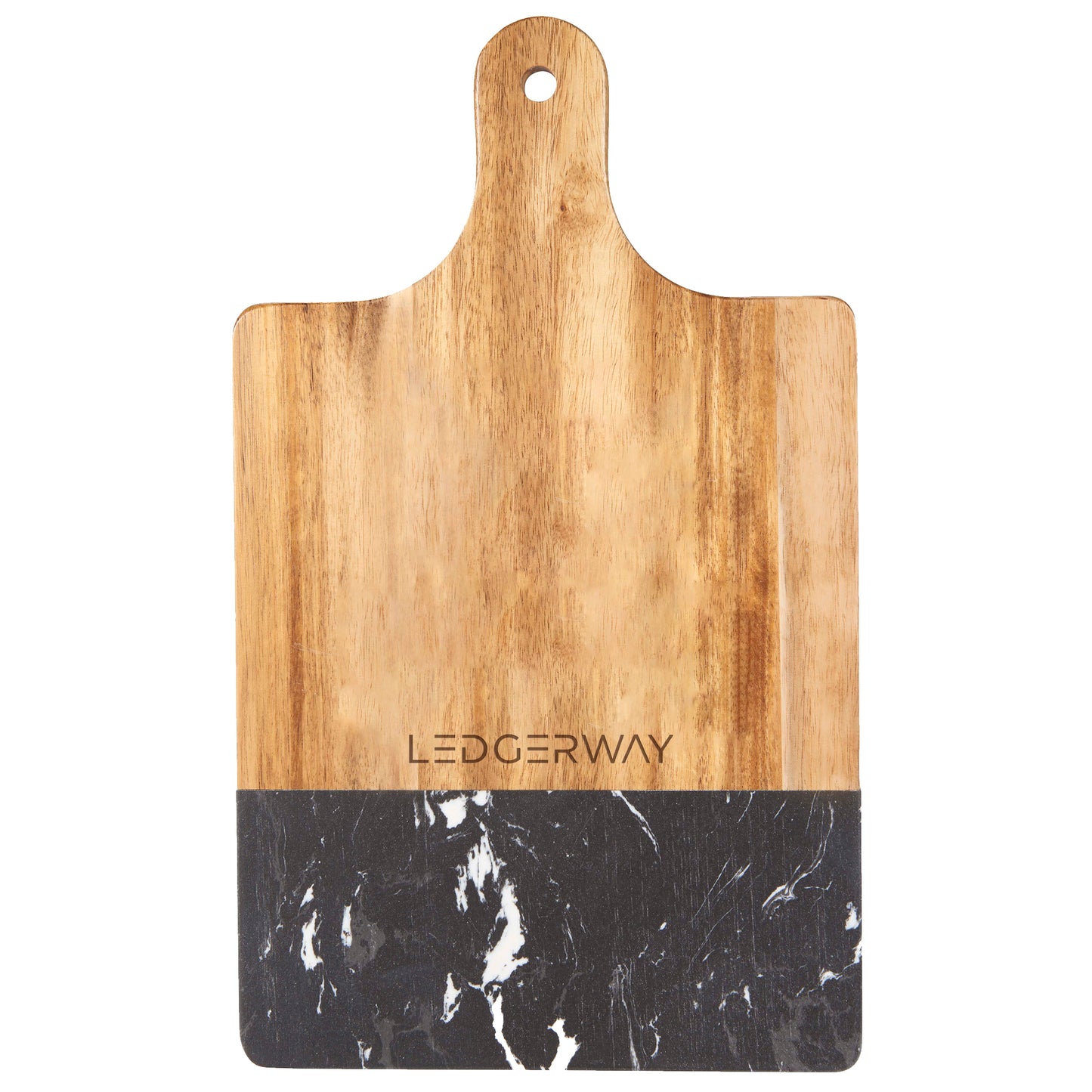 LEDGERWAY Black Marble and Wood Cutting Board
