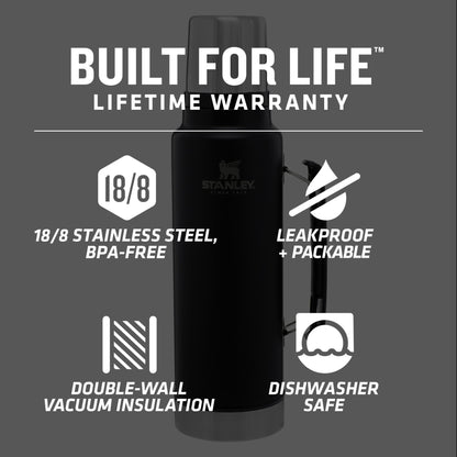 Stanley® Legendary Classic Bottle 48oz 1.5 qt Wide Mouth with Leakproof Cup Lid