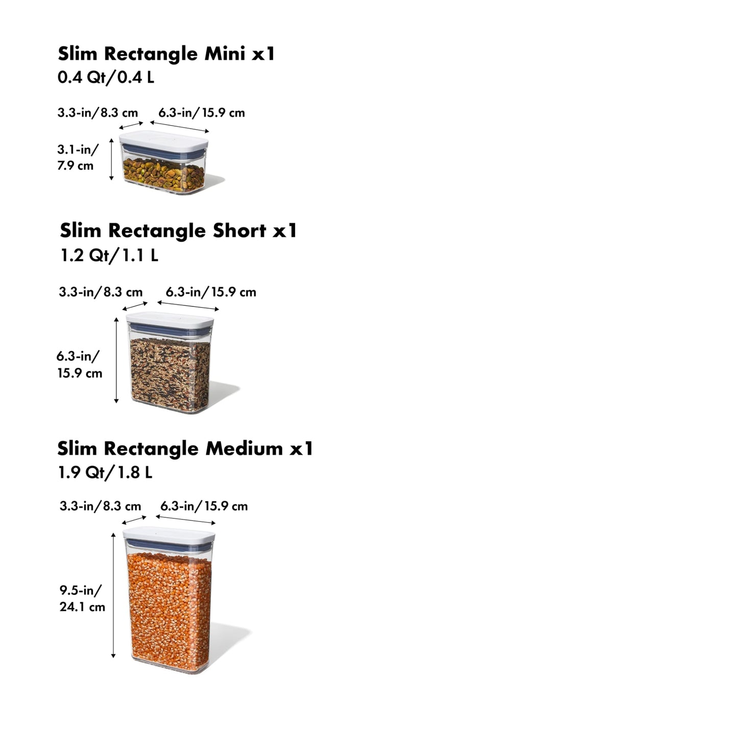 OXO 3-piece Slim POP Container Set