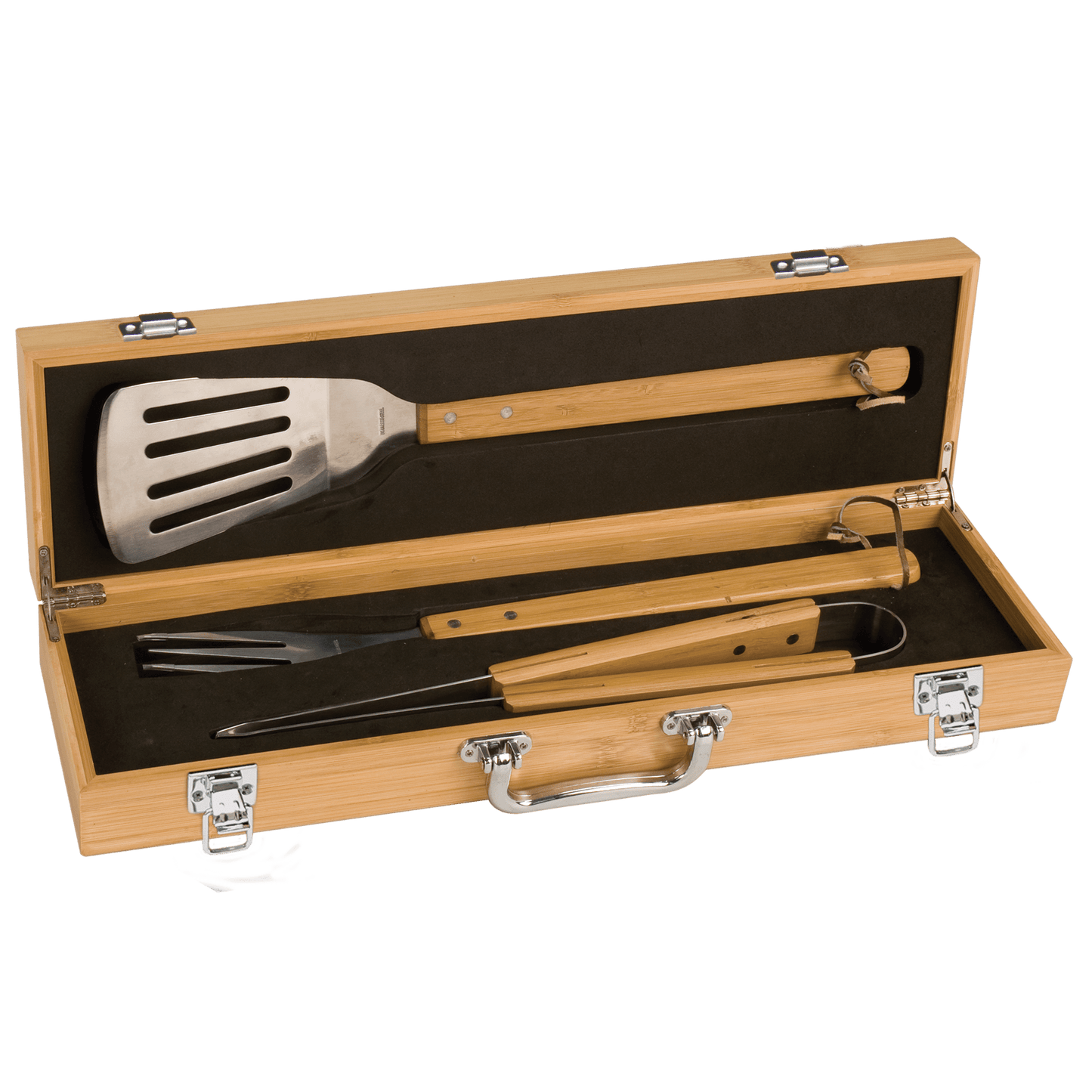 Custom Bamboo Barbeque Tools and 3-Piece BBQ Set with Engraved Logo