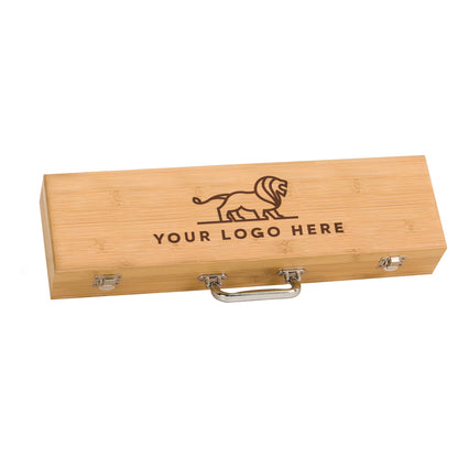 [Swag Store Ready] Bamboo Barbeque Tools and 3-Piece BBQ Set with Engraved Logo