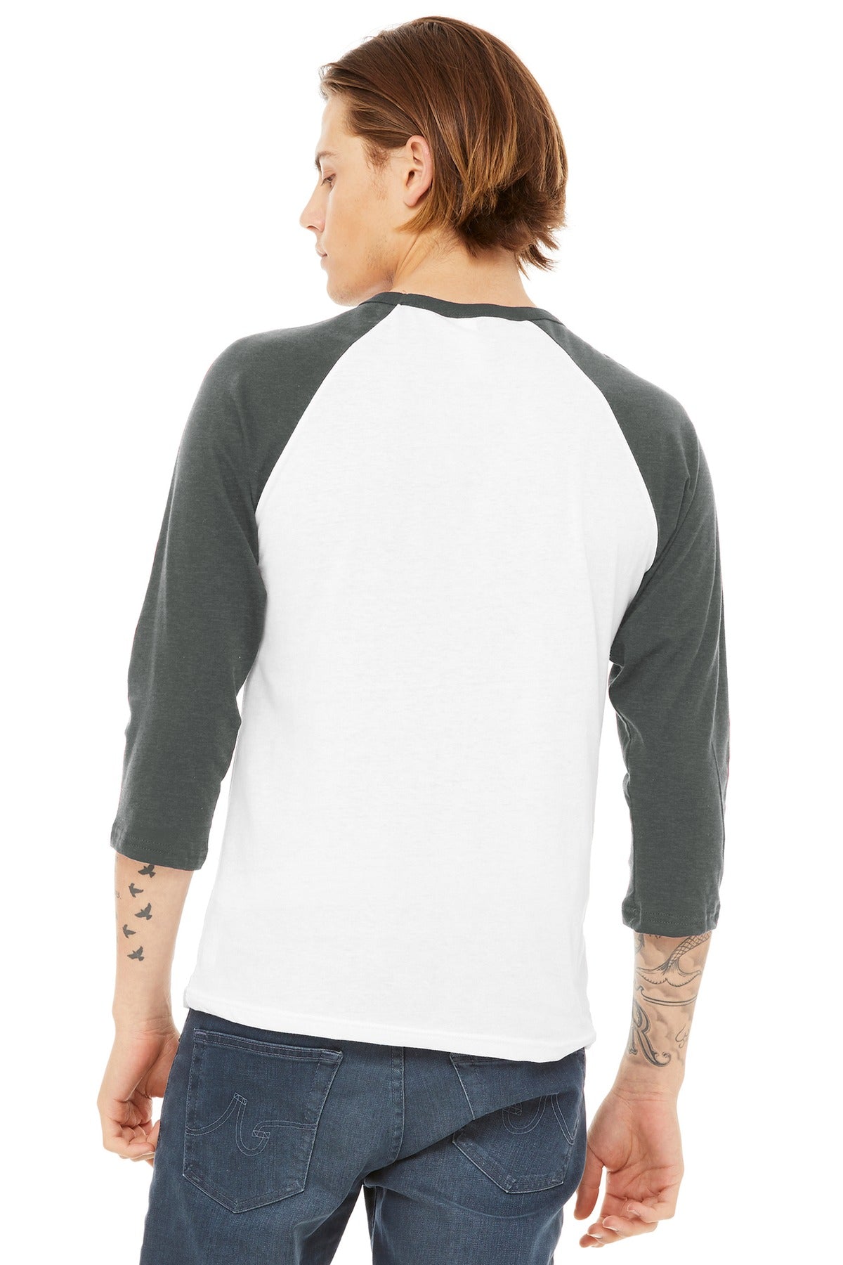 BELLA+CANVAS® Unisex 3/4-Sleeve Baseball Tee (CORE COLORS)