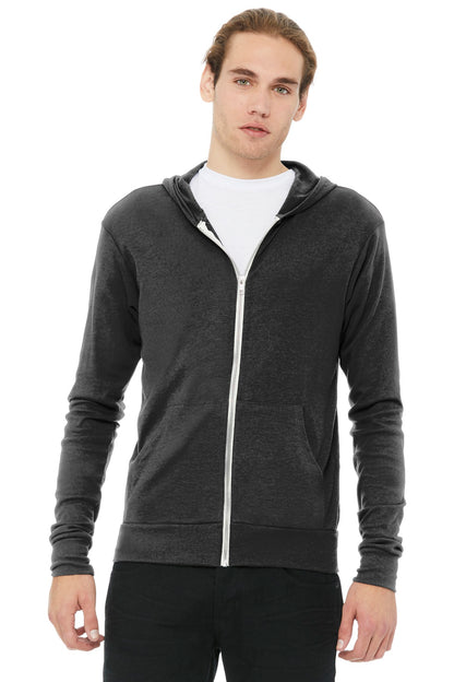 DISCONTINUED -  BELLA+CANVAS® Unisex Triblend Full-Zip Lightweight Hoodie - SKU BC3939