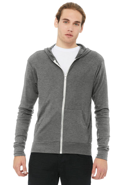 DISCONTINUED -  BELLA+CANVAS® Unisex Triblend Full-Zip Lightweight Hoodie - SKU BC3939