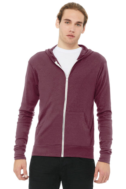 DISCONTINUED -  BELLA+CANVAS® Unisex Triblend Full-Zip Lightweight Hoodie - SKU BC3939