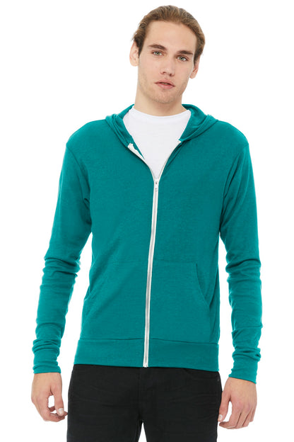DISCONTINUED -  BELLA+CANVAS® Unisex Triblend Full-Zip Lightweight Hoodie - SKU BC3939