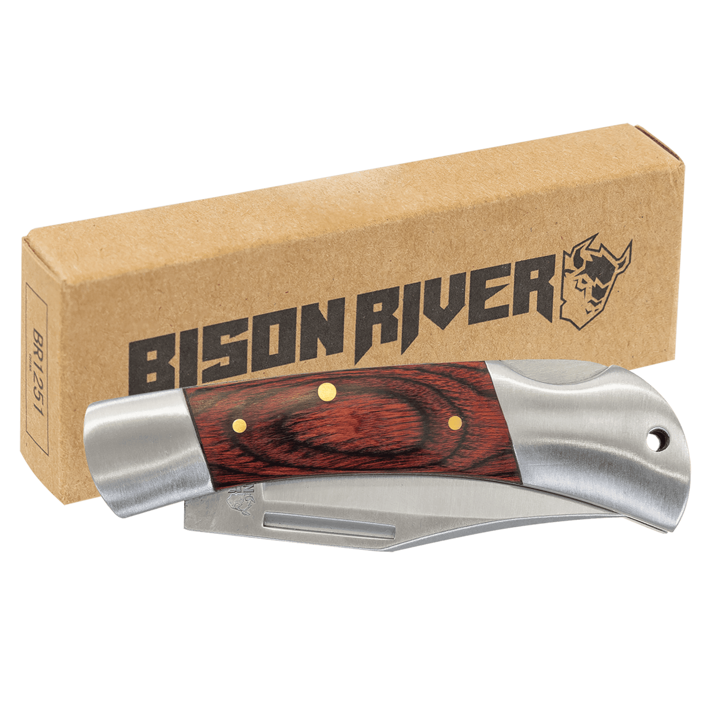 Custom Bison River™ 3 1/2" Folding Knife with Engraved Logo