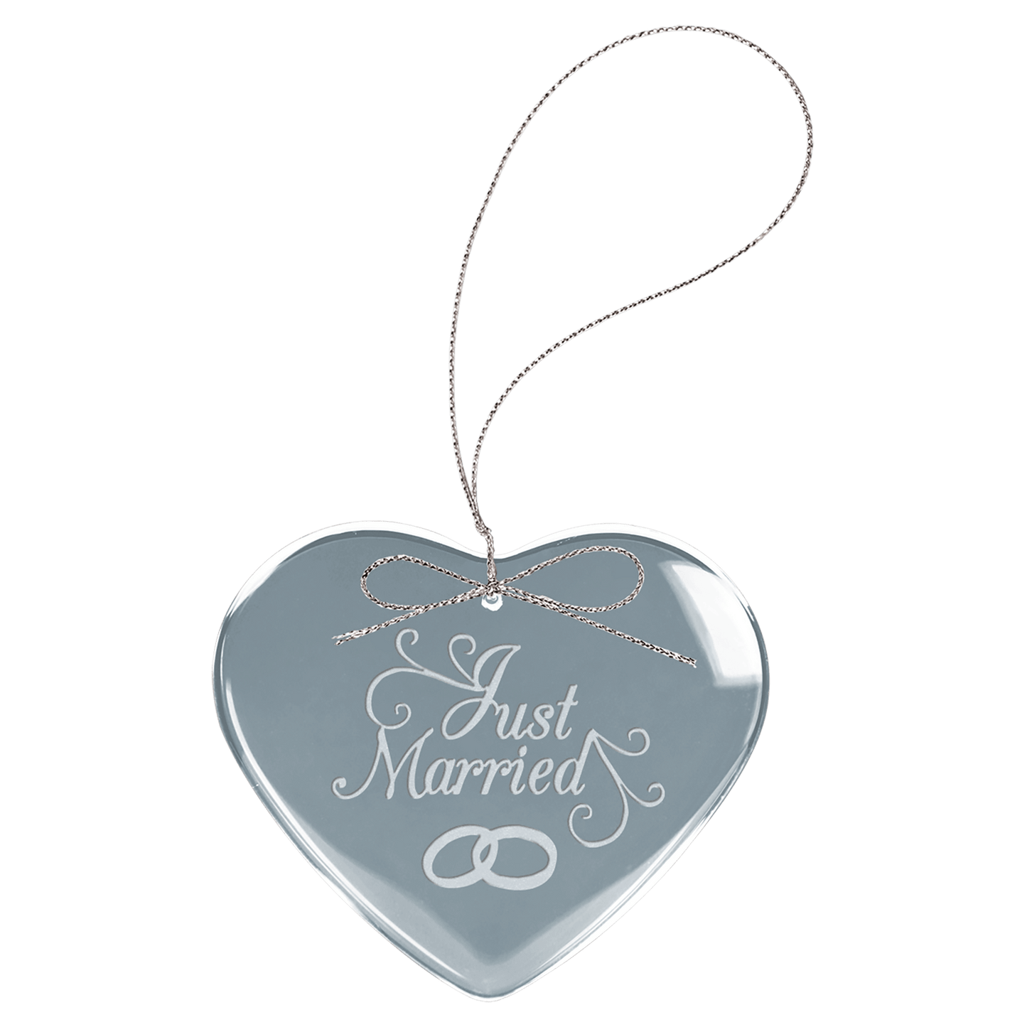 Custom 3" Clear Heart Glass Ornament with Silver String