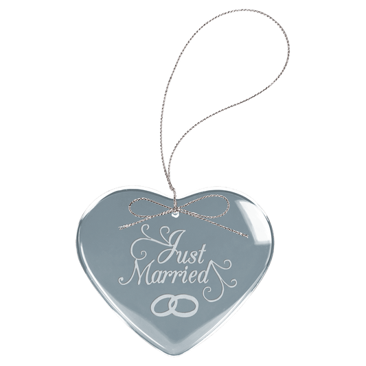 Custom 3" Clear Heart Glass Ornament with Silver String
