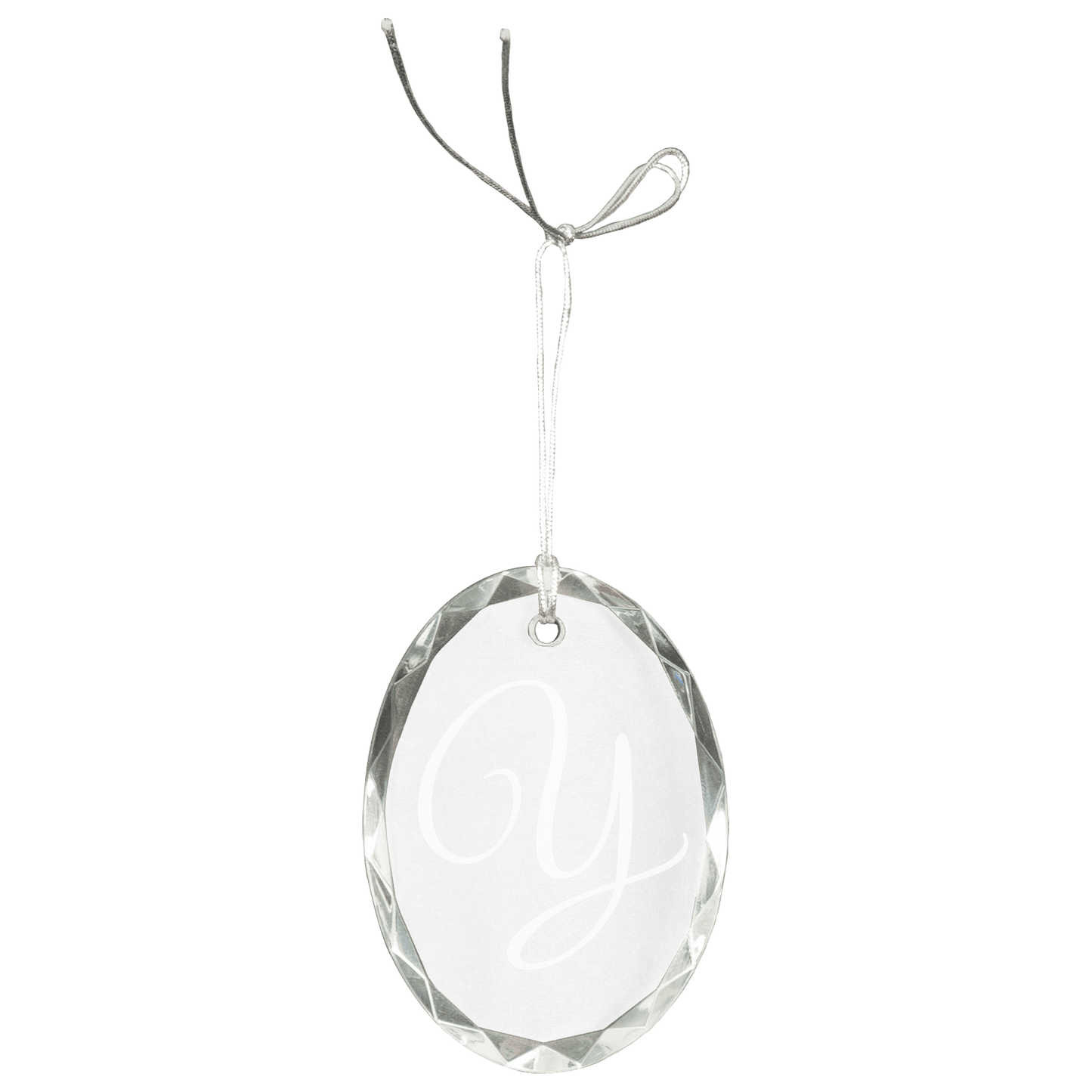 Custom 3" Crystal Faceted Oval Ornament