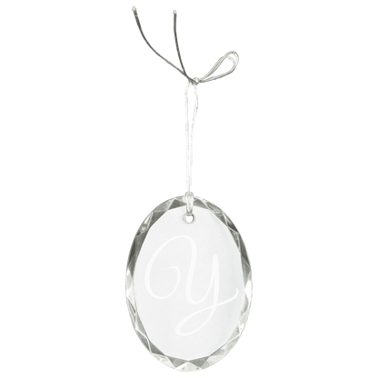 Custom 3" Crystal Faceted Oval Ornament