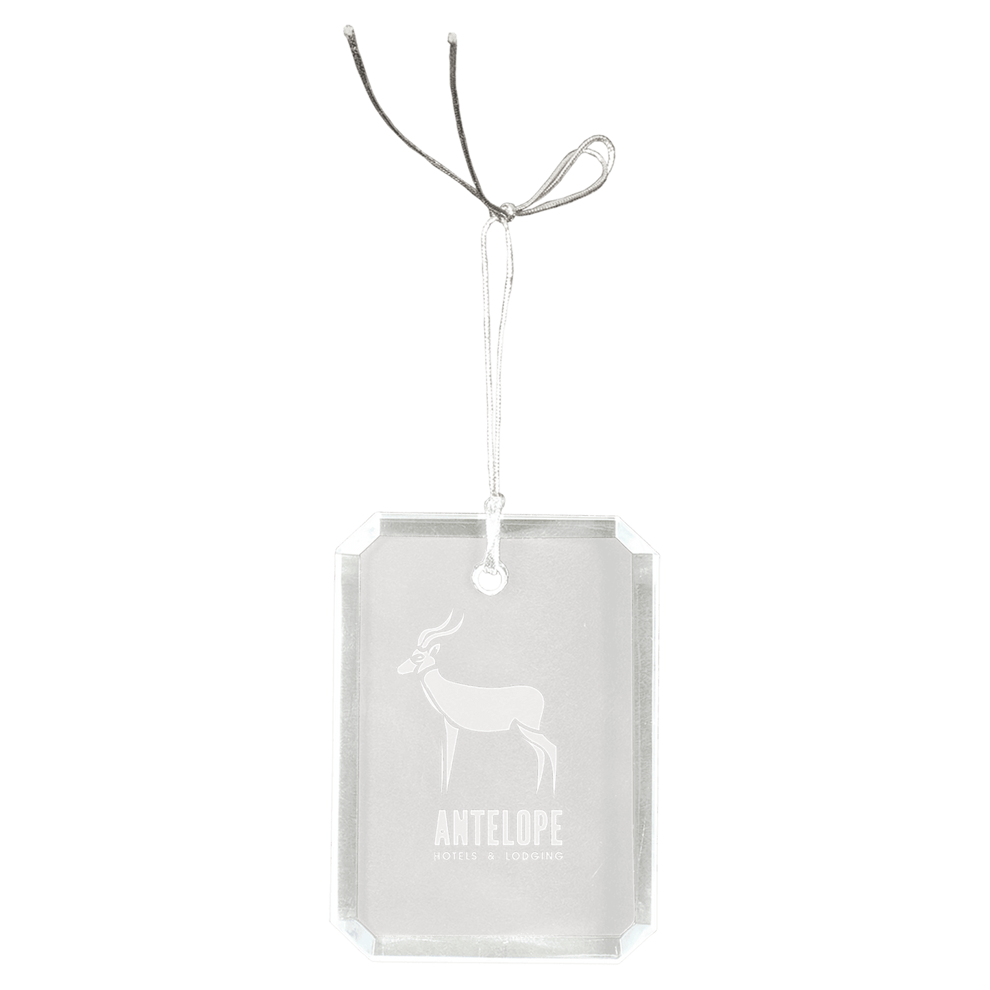 Custom 3" Crystal Rectangle Ornament with Clipped Corners