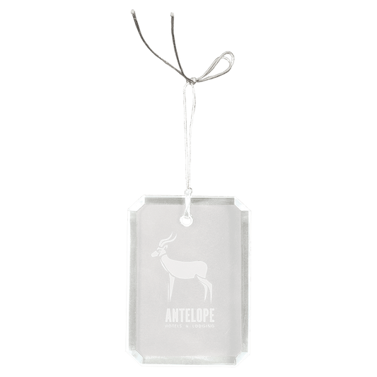 Custom 3" Crystal Rectangle Ornament with Clipped Corners