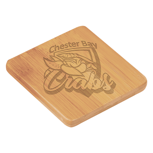 Custom Square Bamboo Coaster Set with Laser Engraved Logo
