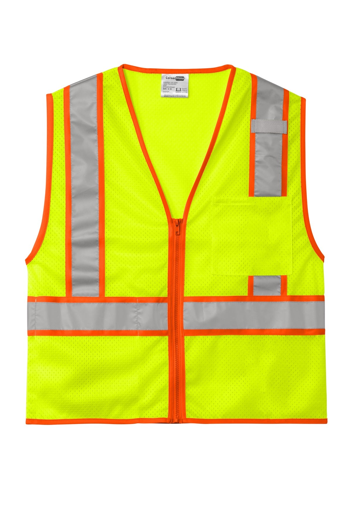 CornerStone® ANSI 107 Class 2 Mesh Zippered Two-Tone Vest