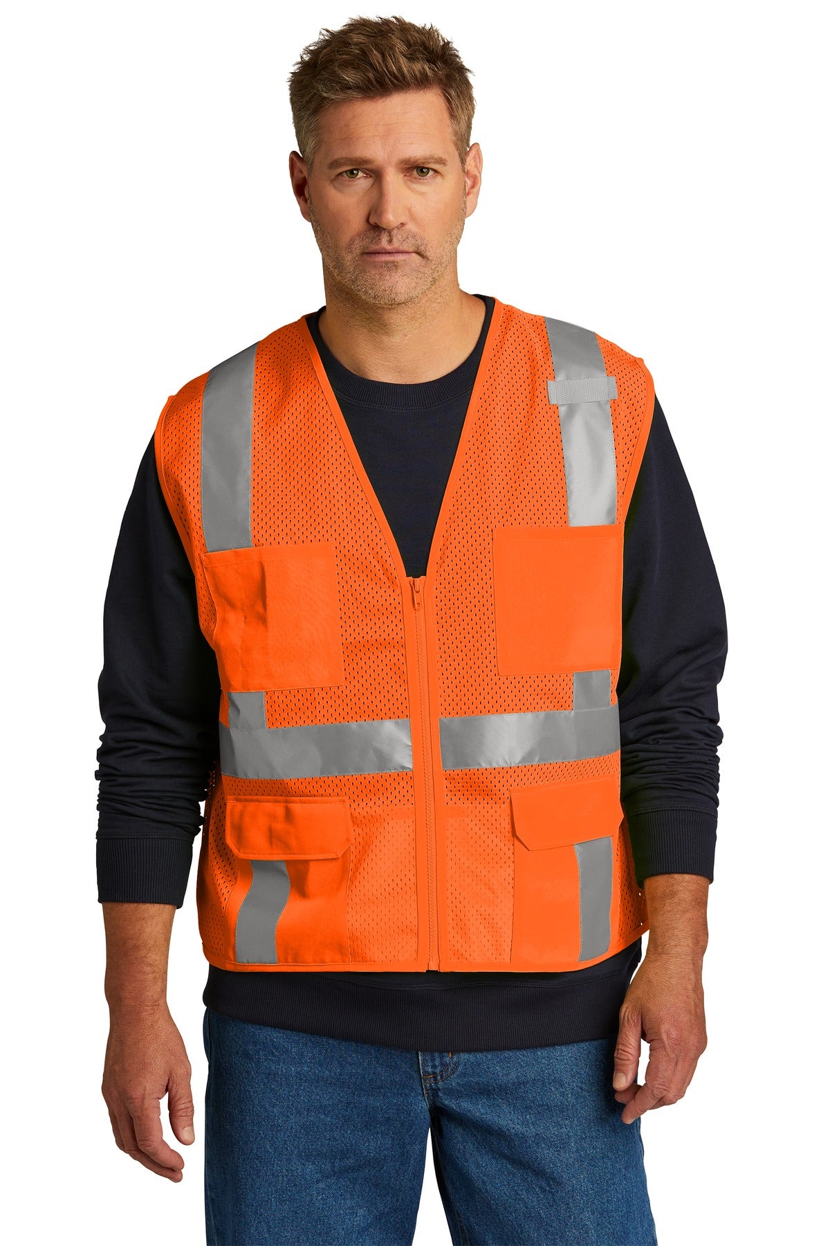 CornerStone® ANSI 107 Class 2 Mesh Six-Pocket Zippered Vest