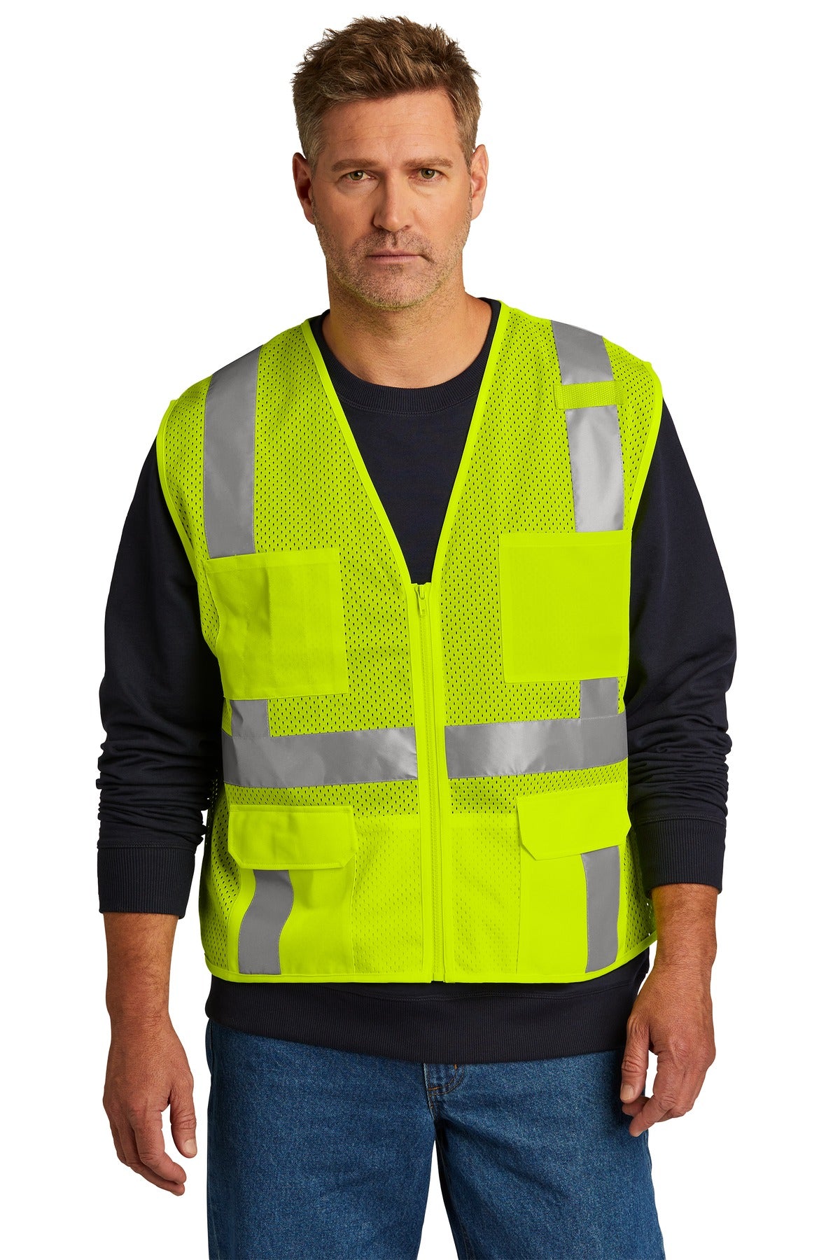CornerStone® ANSI 107 Class 2 Mesh Six-Pocket Zippered Vest
