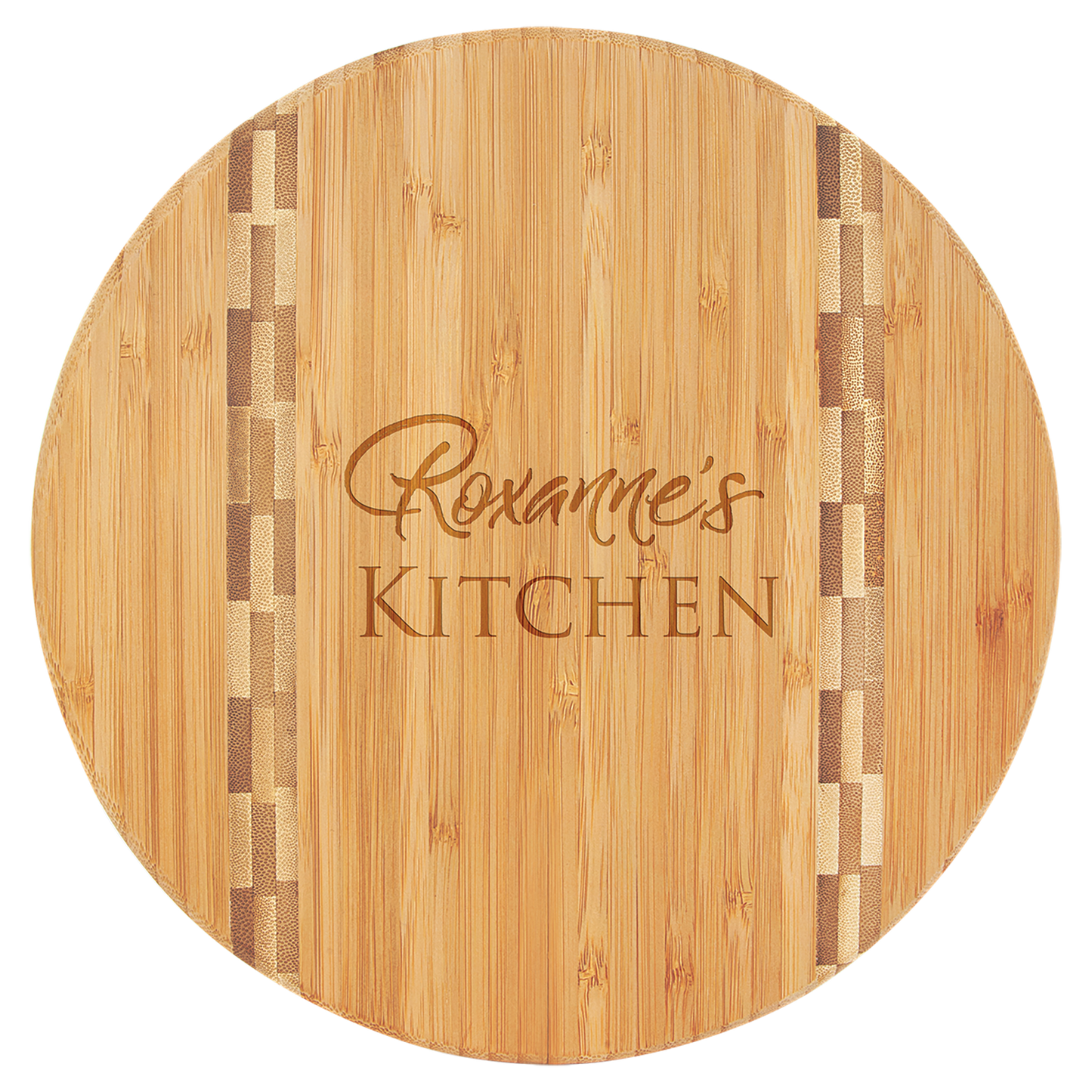 Round Bamboo Cutting Board with Butcher Block Inlay - Multiple Sizes