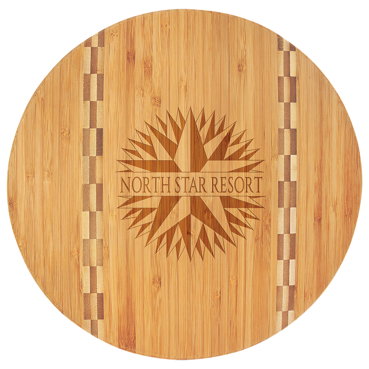 Round Bamboo Cutting Board with Butcher Block Inlay - Multiple Sizes