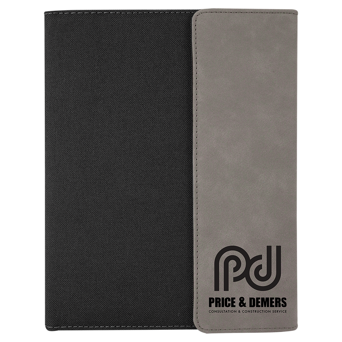 Custom Vegan Leather/Canvas Portfolio with Notepad 7" x 9" with Engraved Logo