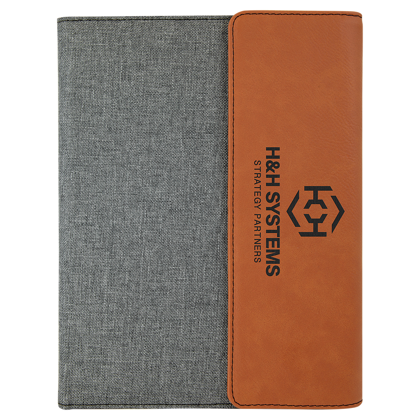 Custom Vegan Leather/Canvas Portfolio with Notepad 7" x 9" with Engraved Logo