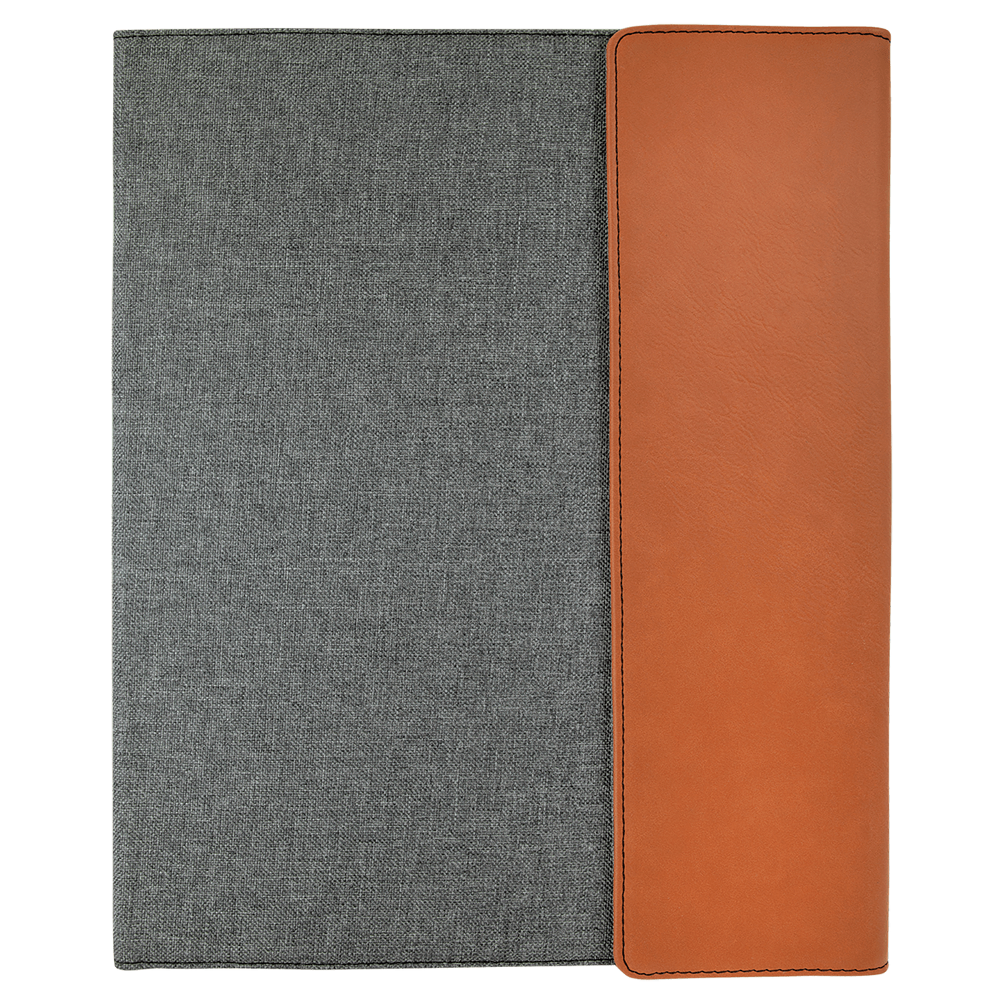 Rawhide Laserable Leatherette / Gray Canvas Portfolio with Notepad 9 1/2" x 12"