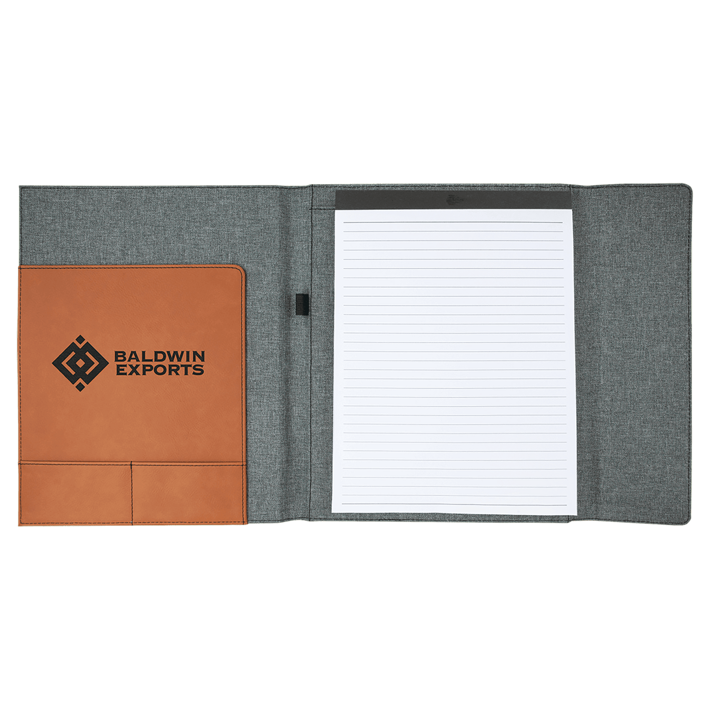 Rawhide Laserable Leatherette / Gray Canvas Portfolio with Notepad 9 1/2" x 12"