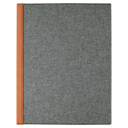 Rawhide Laserable Leatherette / Gray Canvas Portfolio with Notepad 9 1/2" x 12"