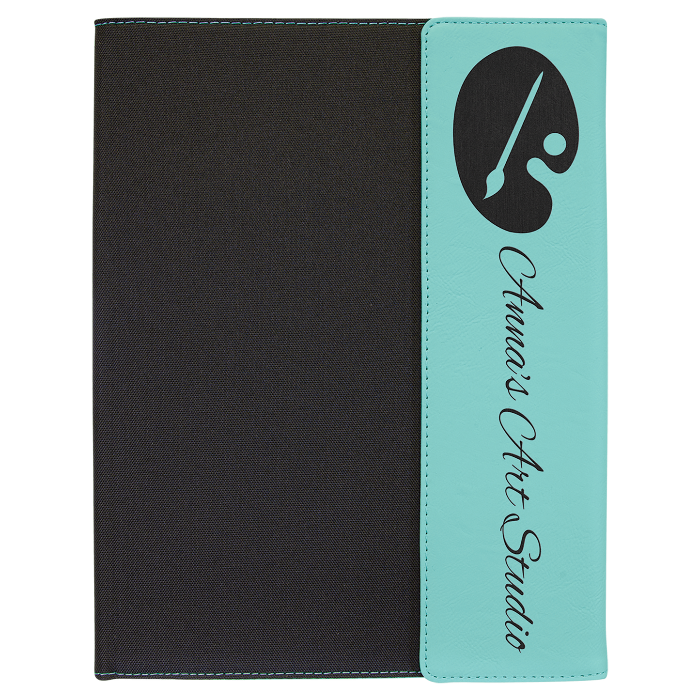Custom Vegan Leather/Canvas Portfolio with Notepad 9 1/2" x 12" with Engraved Logo