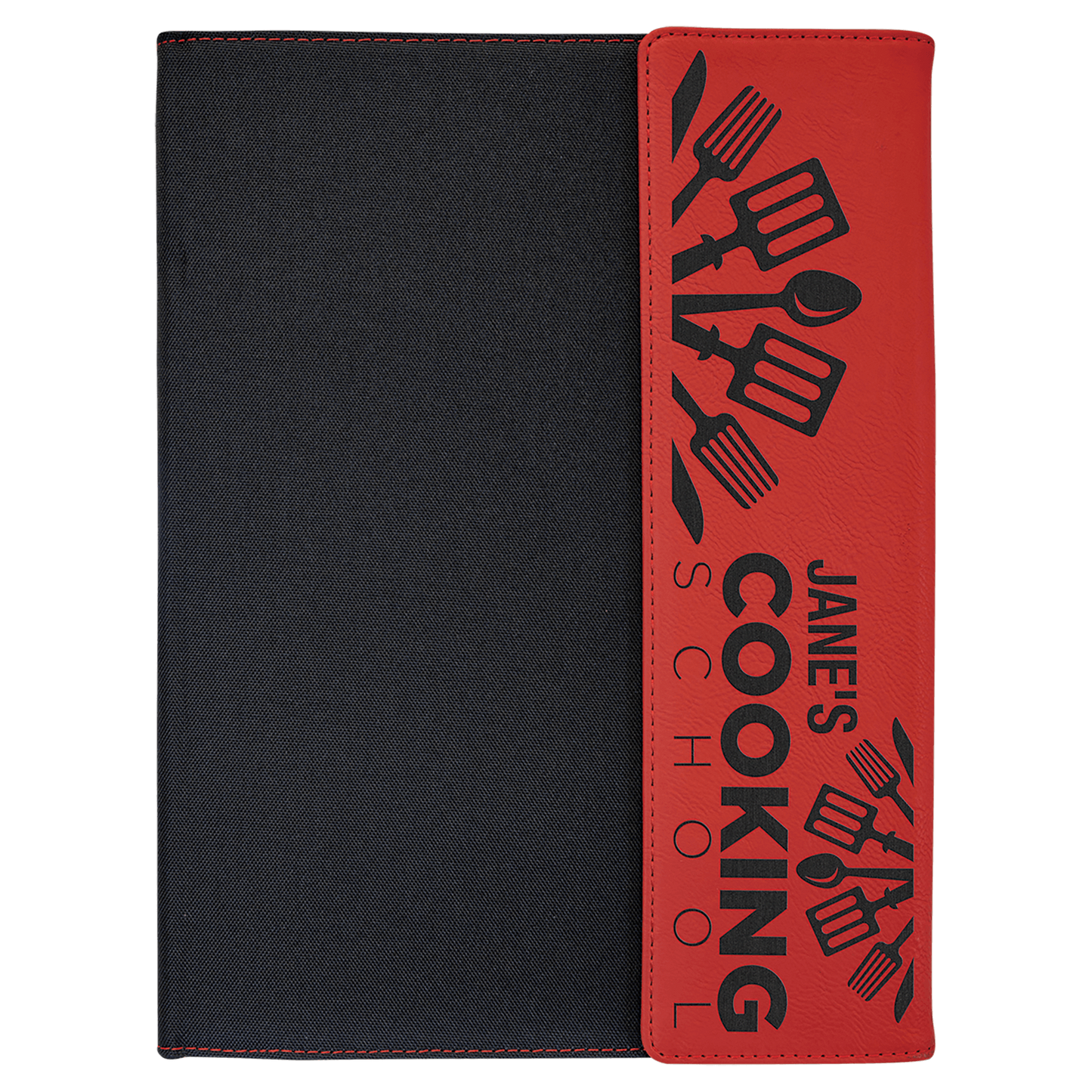 Custom Vegan Leather/Canvas Portfolio with Notepad 9 1/2" x 12" with Engraved Logo