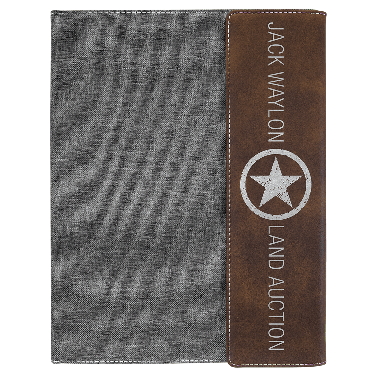 Custom Vegan Leather/Canvas Portfolio with Notepad 9 1/2" x 12" with Engraved Logo