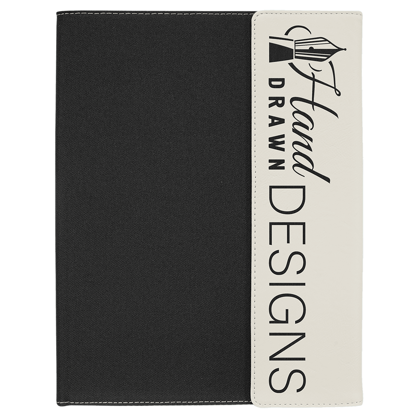Custom Vegan Leather/Canvas Portfolio with Notepad 9 1/2" x 12" with Engraved Logo