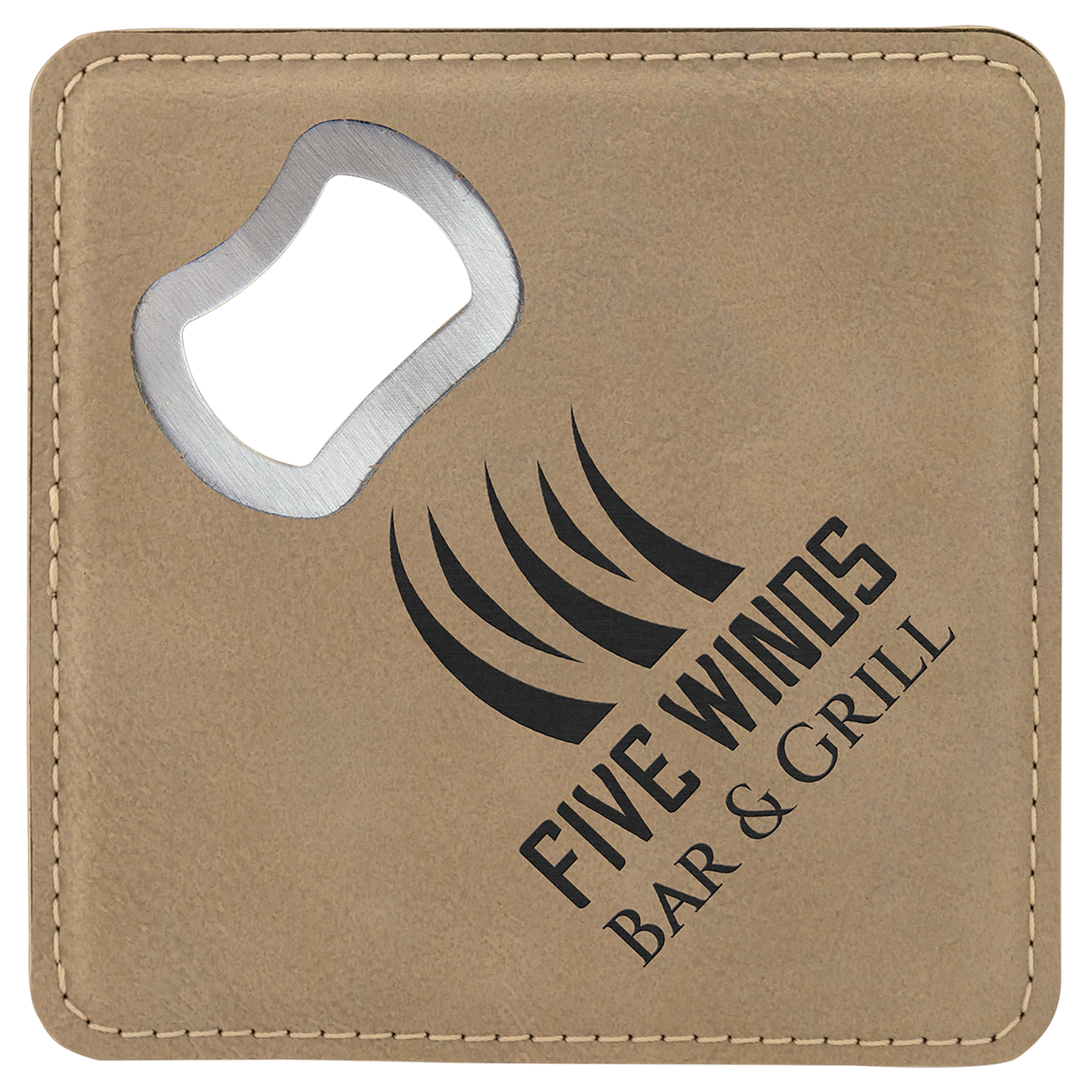Custom Square Vegan Leather Bottle Opener Coaster