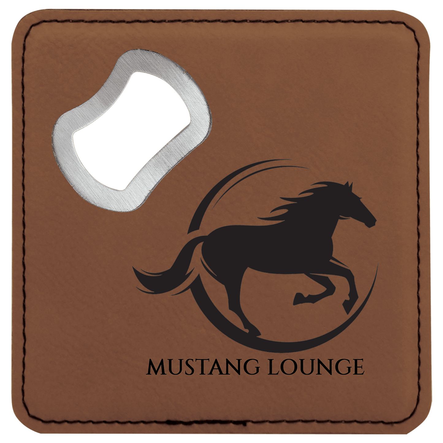 Custom Square Vegan Leather Bottle Opener Coaster