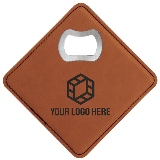 [Swag Store Ready] Custom Square Vegan Leather Bottle Opener Coaster