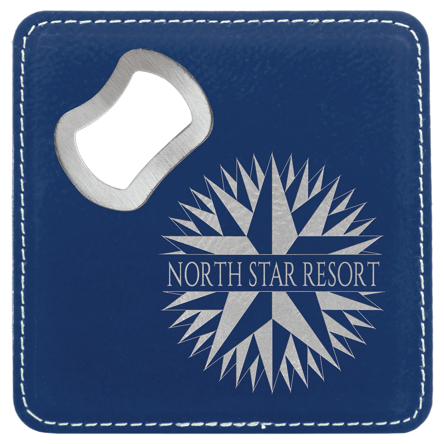 Custom Square Vegan Leather Bottle Opener Coaster
