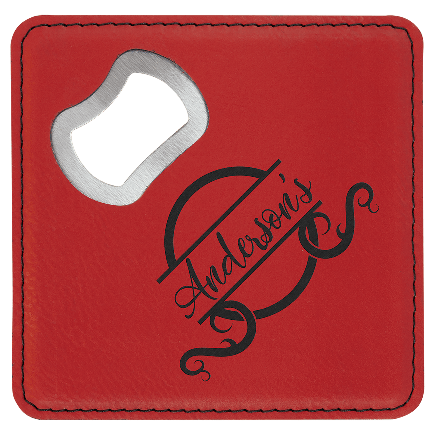 Custom Square Vegan Leather Bottle Opener Coaster