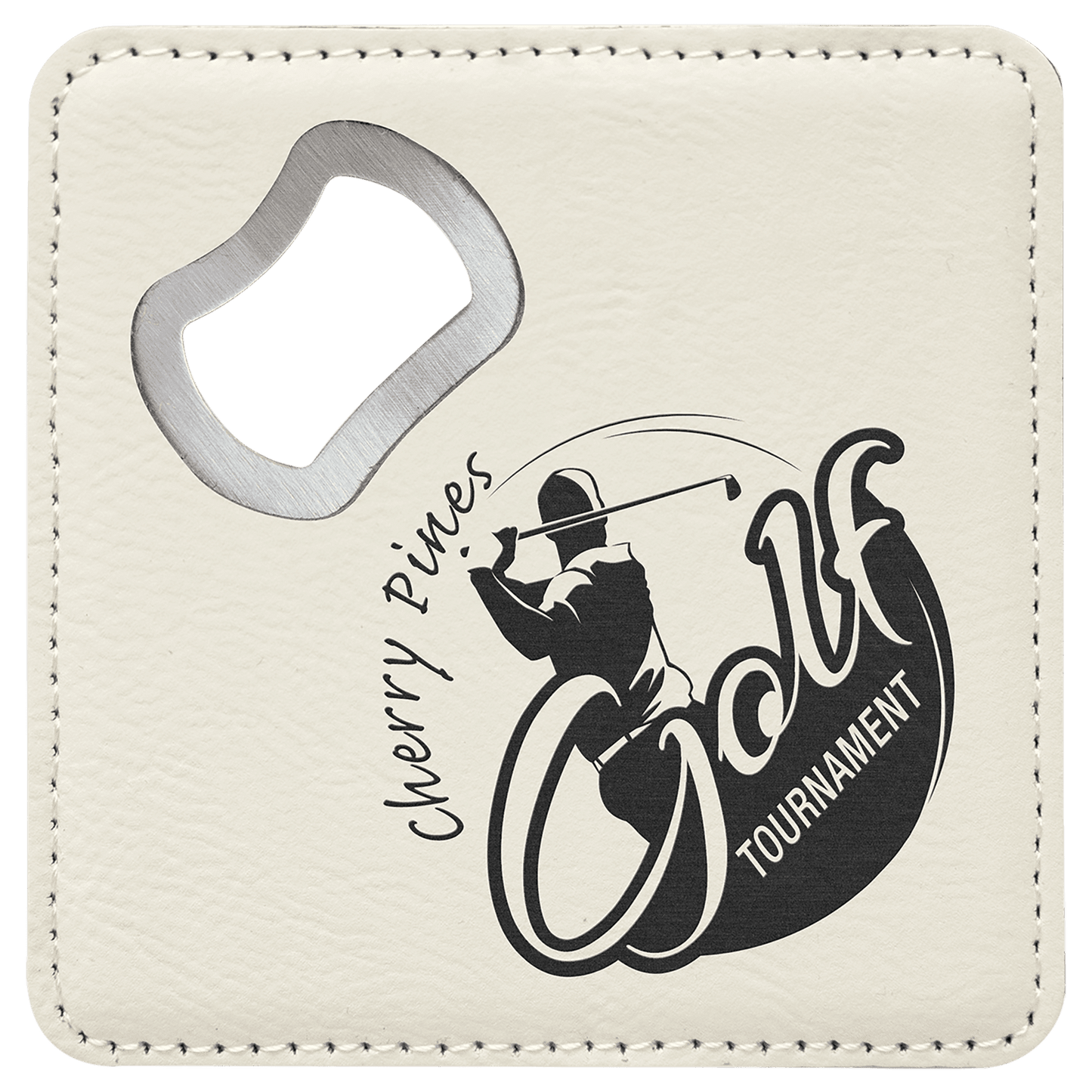 Custom Square Vegan Leather Bottle Opener Coaster