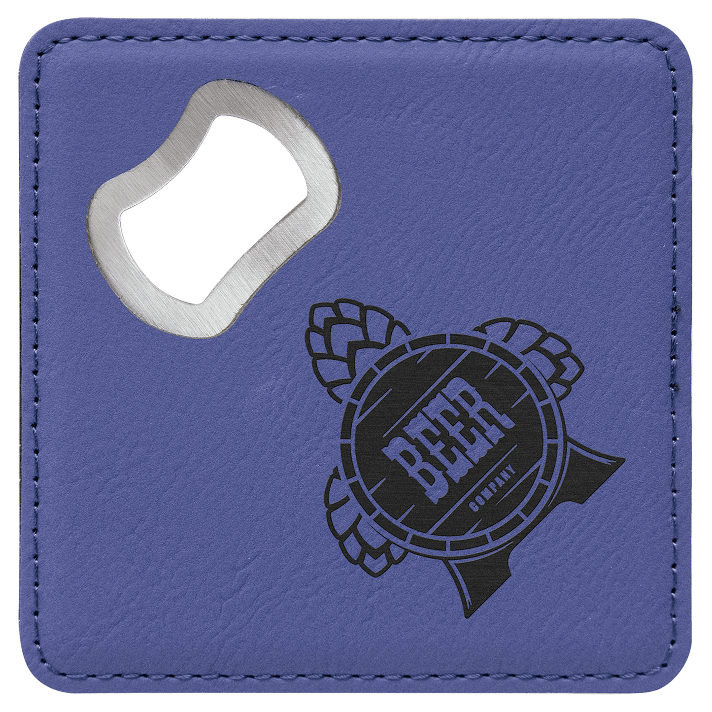 Custom Square Vegan Leather Bottle Opener Coaster