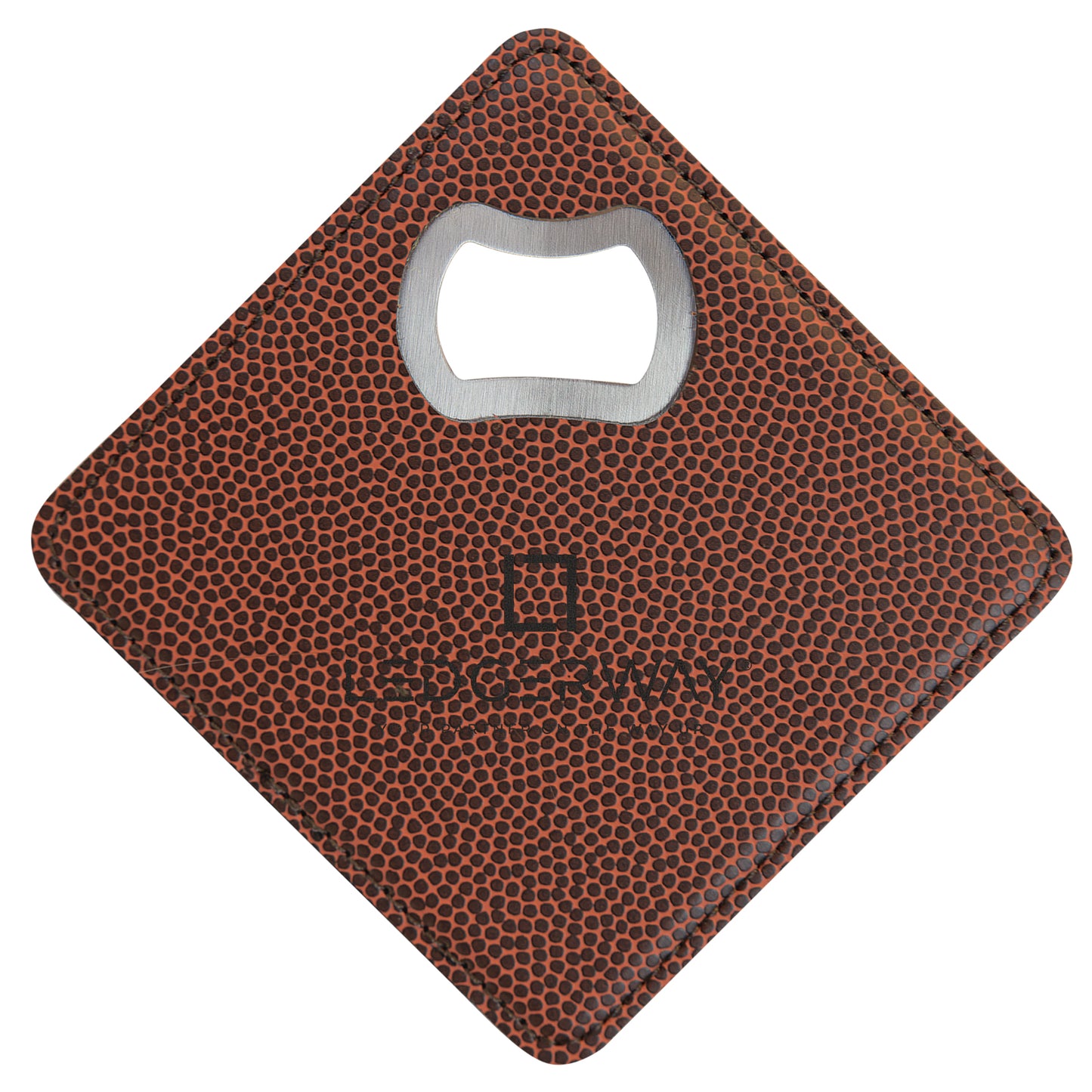 LEDGERWAY Stacked Logo Engraved - Square Vegan Leather Bottle Opener Coaster