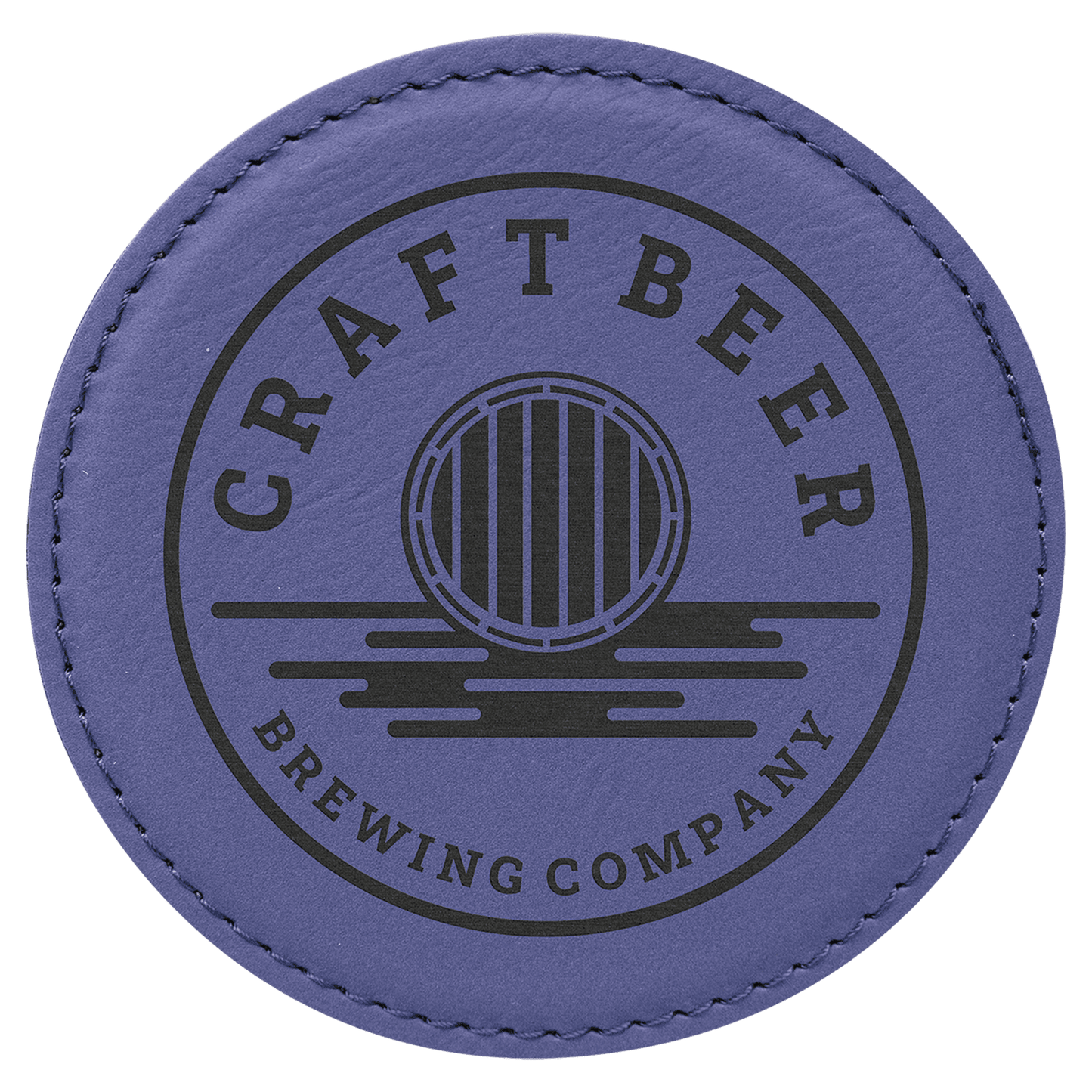 Custom Round Vegan Leather Coaster Set with Engraved Logo