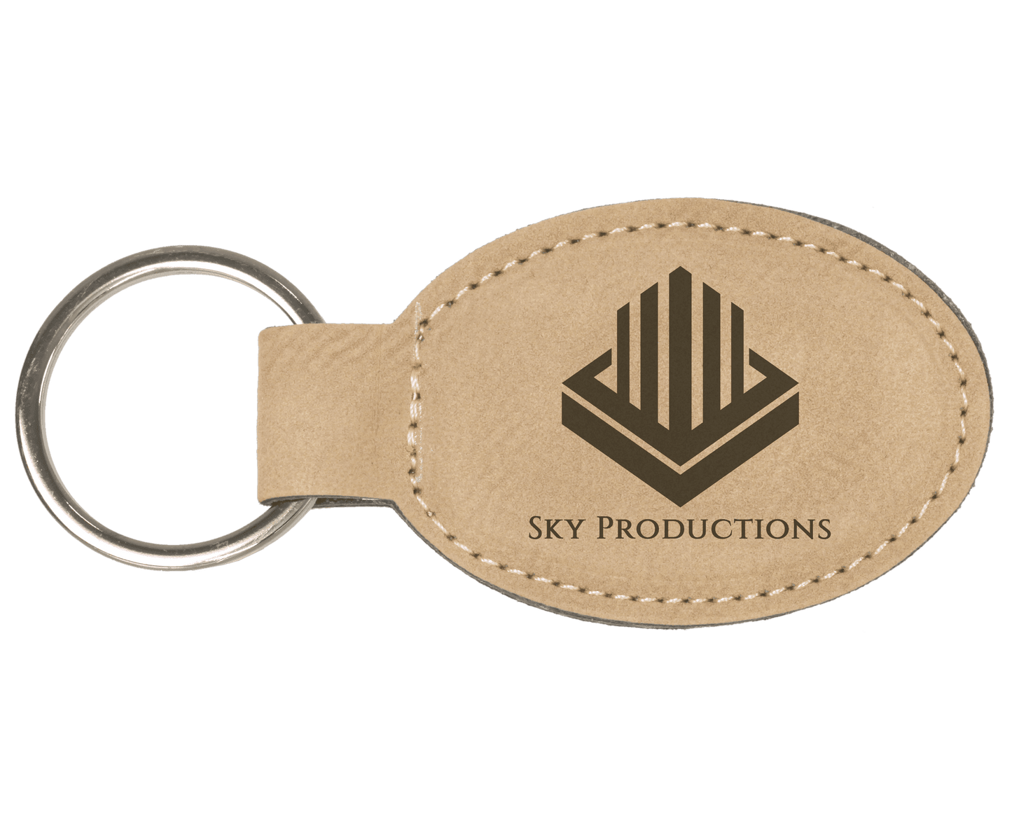 Custom Vegan Leather Oval Keychain with Laser Engraved Logo