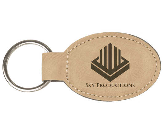 Custom Vegan Leather Oval Keychain with Laser Engraved Logo