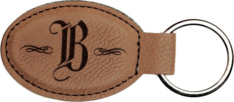 Custom Vegan Leather Oval Keychain with Laser Engraved Logo