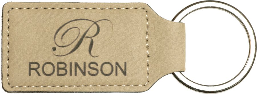 Custom Vegan Leather Rectangular Keychain with Laser Engraved Logo