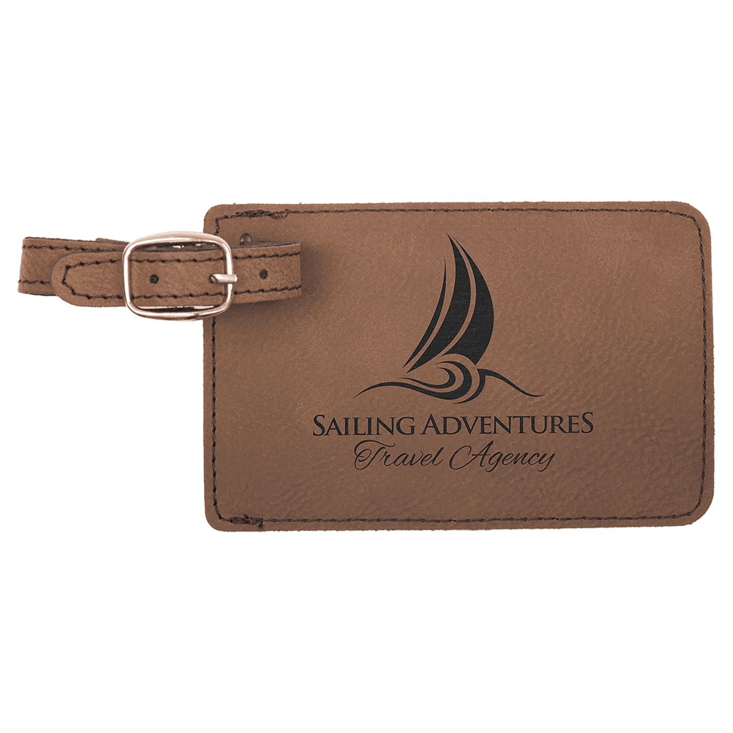 Custom Vegan Leather Luggage Tag with Laser Engraved Logo