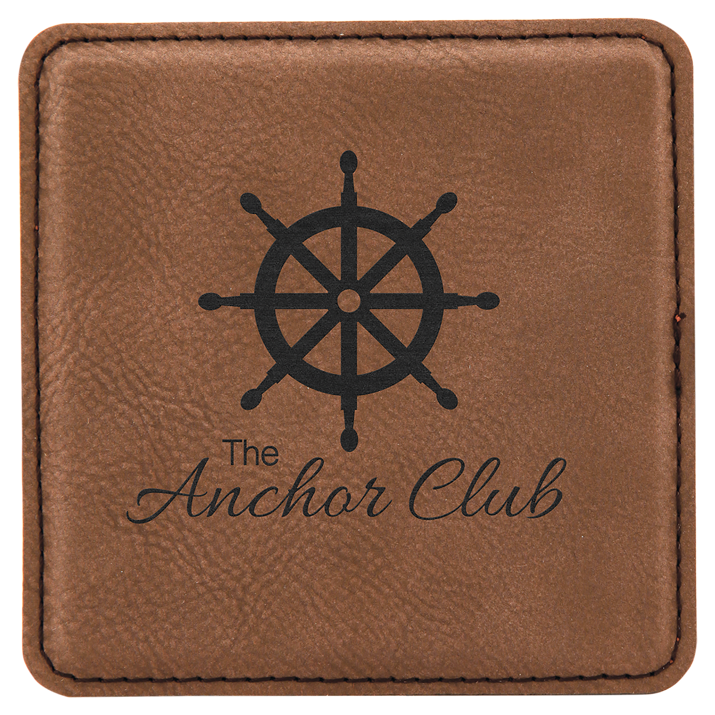 Custom Square 4" Vegan Leather Coaster Sets with Engraved Logo