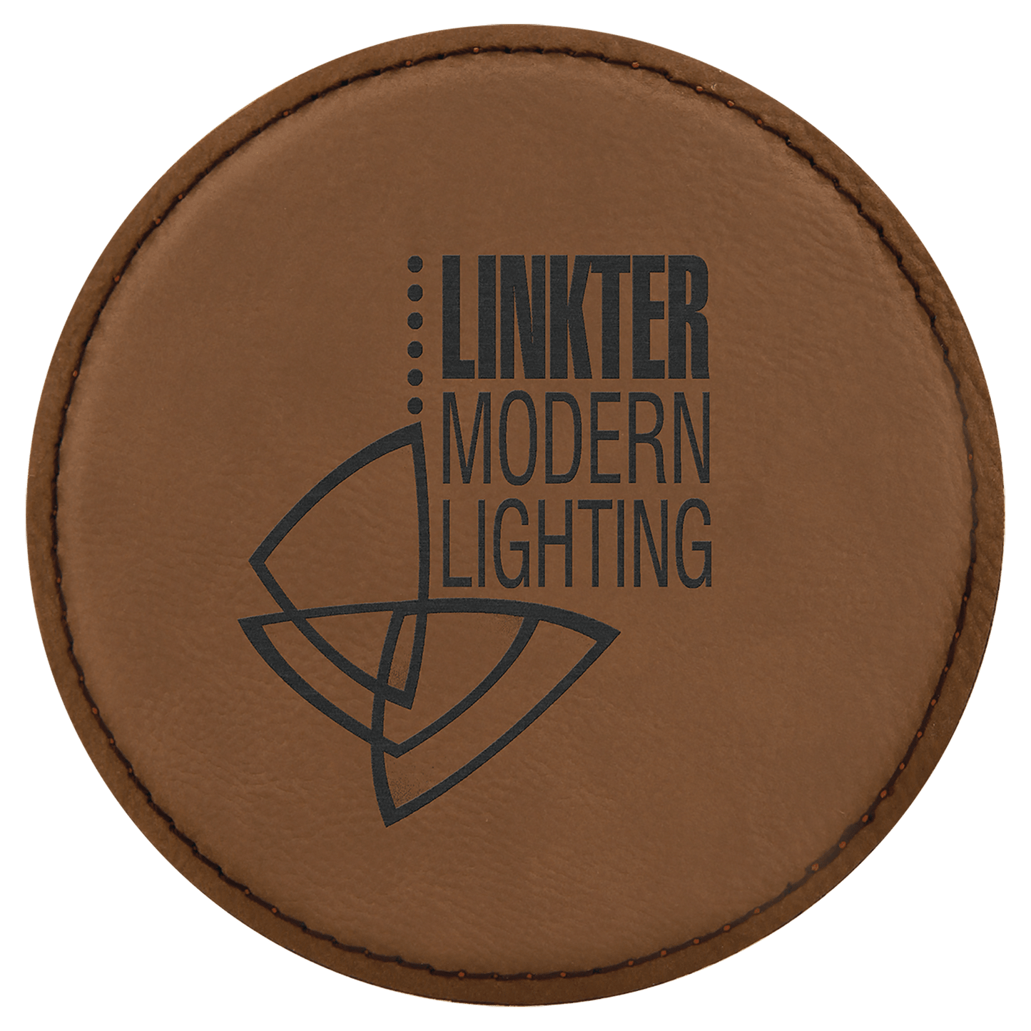 Custom Round Vegan Leather Coaster Set with Engraved Logo
